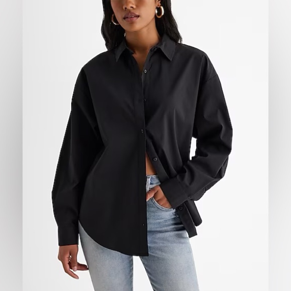 Express - Boyfriend Poplin Portofino Button Up Shirt